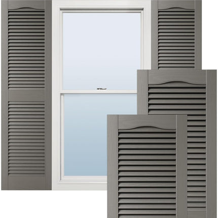 Ekena Millwork LL1C12X02400BD 12" W x 24" H Open Shutters with Center Slits Lifetime Vinyl Top with Fastener (Pair) Bordeaux