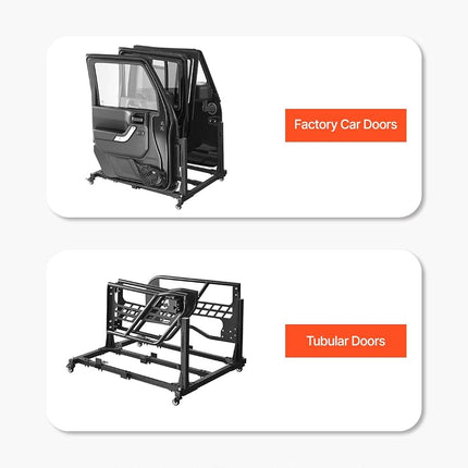 VEVOR Jeep Door Storage Cart, 4 Doors Moveable Storage Cart Rack with Thickened Rubber Cushion, Sturdy Car Door Holder Cart Fit for Jeep Wrangler JK JKU JL Gladiator