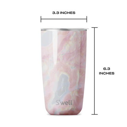 S'well Geode Rose Eats Stainless Steel Insulated Tumbler with Lid, Pink, 530 ml Capacity