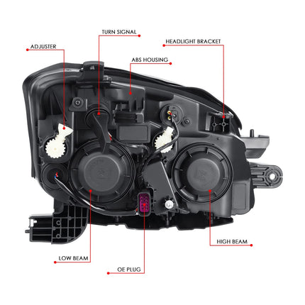 DNA MOTORING OEM-HL-0178-L Left Side Halogen Headlight Compatible with 2015-2016 Trax