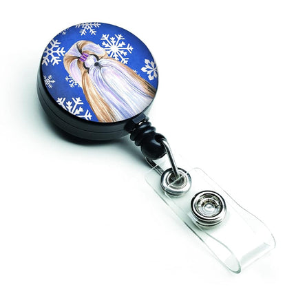 Caroline's Treasures Shih Tzu Winter Snowflakes Holiday Retractable Badge Reel, Multicolor (SS4603BR)