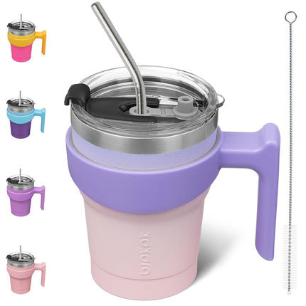 BJPKPK 10 oz Stainless Steel Insulated Tumbler Cups with Handle and Straw and Lid,Pastel Sunset