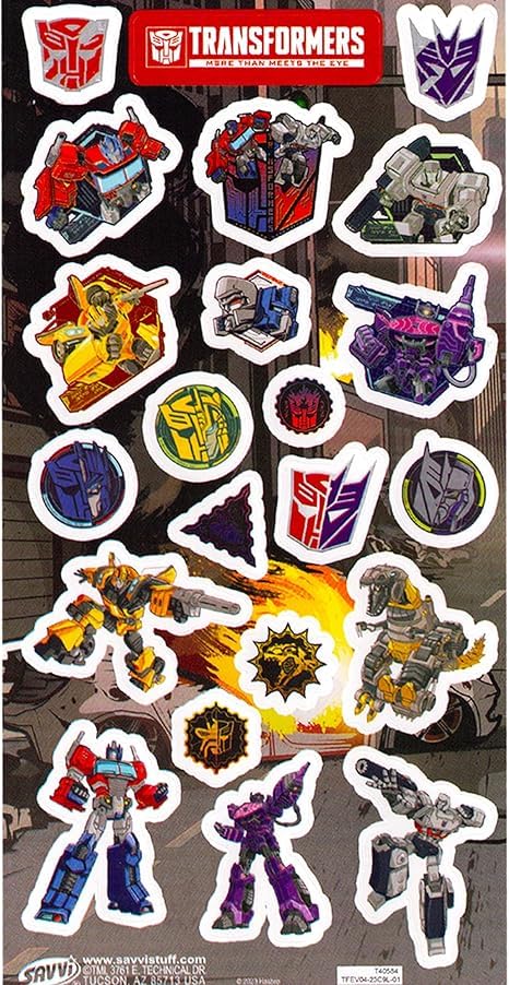 Paquete de recuerdos de fiesta de Transformers - Hojas de calcomanías de 12 unidades para bolsas de regalo de cumpleaños para niños | Suministros para fiestas para niños y niñas
