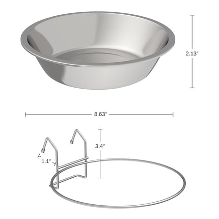 Set of 2 Stainless-Steel Dog Bowls - Cage, Kennel, and Crate Hanging Pet Bowls for Food and Water - 48oz Each and Dishwasher Safe by PETMAKER