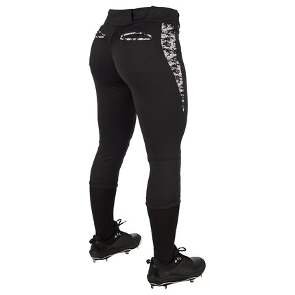 Pantalon de baseball CHAMPRO fuselé Leadoff traditionnel taille basse pour femme, noir, petit