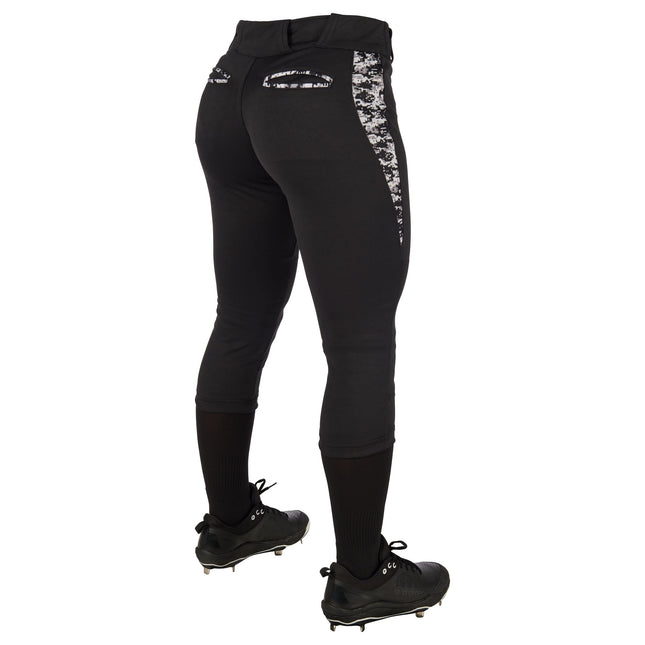 Pantalon de baseball CHAMPRO fuselé Leadoff traditionnel taille basse pour femme, noir, petit