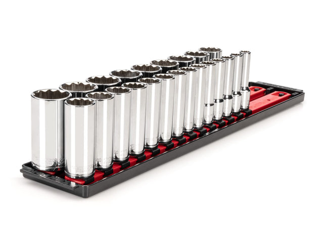 TEKTON 1/2 Inch Drive Deep 12-Point Socket Set wit