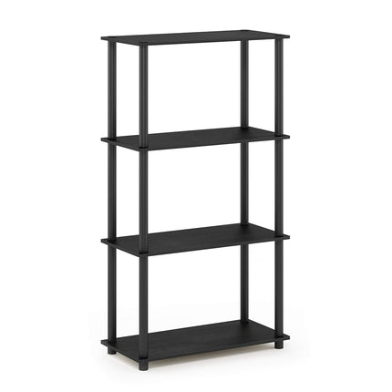 Furinno TURN-N-TUBE Storage Shelves, 4-Tier Toolless Book Shelf, Corner Shelf, Toolless Open Shelves, for Organization and Storage, Living Room, Garage, Home Office, Americano