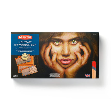 Derwent Lightfast Pencils Set Of 100 In Wooden Gift Box, 4mm Round Core, Premium Core Strength, Creamy Texture, Ideal For Fine Art Drawing & Colouring, Professional Quality, 2305693