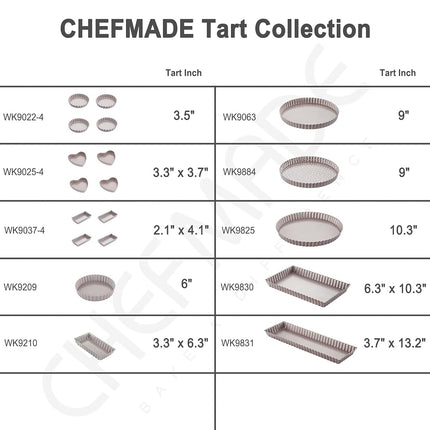 CHEFMADE Mini Tart Pan Set, 4-Inch 4Pcs with Removable Loose Bottom Non-Stick Heart-Shaped Quiche Bakeware for Oven and Instant Pot Baking (Champagne Gold)