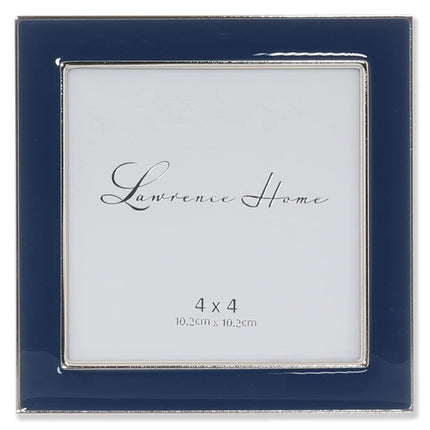 4x4 Silver Metal and Navy Blue Enamel Picture Fram