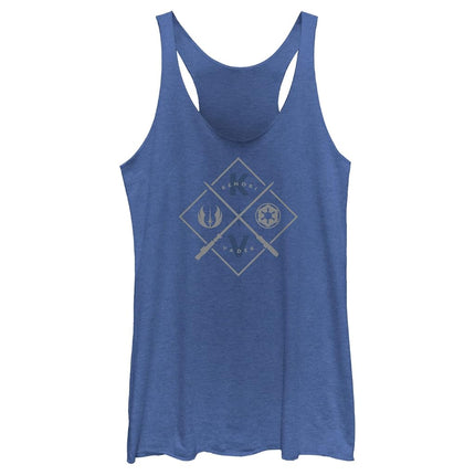 Camiseta sin mangas de espalda nadadora para mujer STAR WARS Resistencia con emblema imperial, azul real jaspeado, pequeña