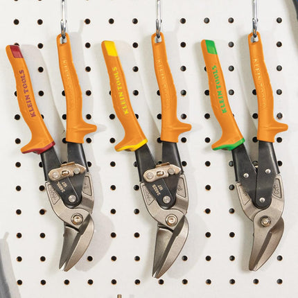 Klein Tools 2402S Straight-Cutting Offset Snips, Aviation Tin Snips with Forged Blade for Precision Sheet Metal Cutting