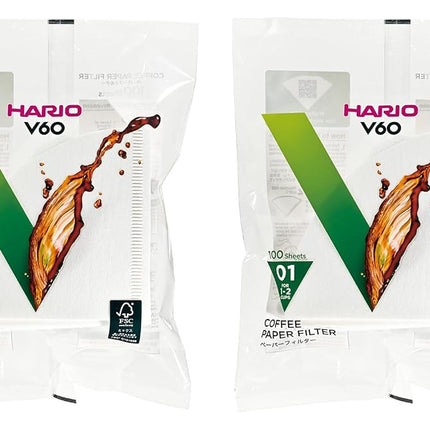 HARIO VCF-01-100W V60 Paper Filter, White, 1-2 Cup