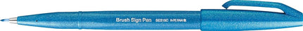 Pentel Brush Sign Pen - Sky Blue (Pack of 10), SES