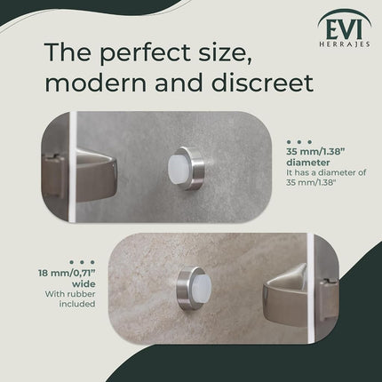 EVI Herrajes | Stainless Steel Door Stopper | Ø35x18mm | Wall Protector | Adhesive + Screw Fixing | Matte Finish | Mod I-254-BAM