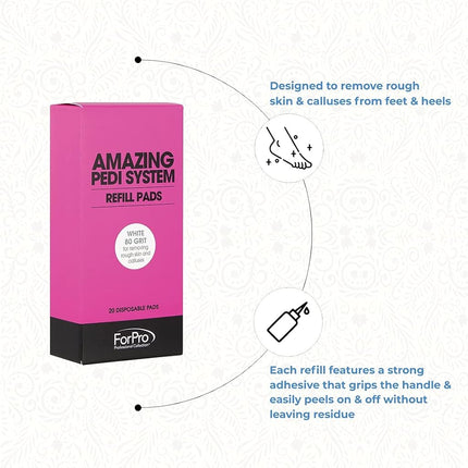 ForPro Amazing Pedi System Refill Strips, White, 80 Grit, Pedicure File Refills, 5” L x 2.5” W, 20-Count