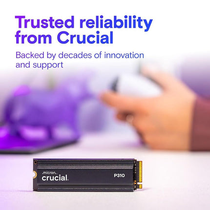 Crucial P310 1TB PS5 SSD M.2 NVMe PCIe Gen4 with Heatsink, Up to 7100MB/s, Compatible with PlayStation 5, Desktop PC, Internal Solid State Drive - CT1000P310SSD5-01