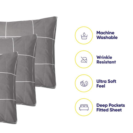 Full Size Bed Sheets - 6 Piece 1500 Supreme Collection Fine Brushed Microfiber Deep Pocket Full Sheet Set Bedding - 2 Extra Pillow Cases, Great Value, Full, Window Pane Gray