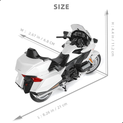 Risopen 1:12 Motorcycle Model for Honda Goldwing Metal Die-cast with Plastic Motorcycle Model for Welly No Assembly Required Mini Finished Moto Adult（White）