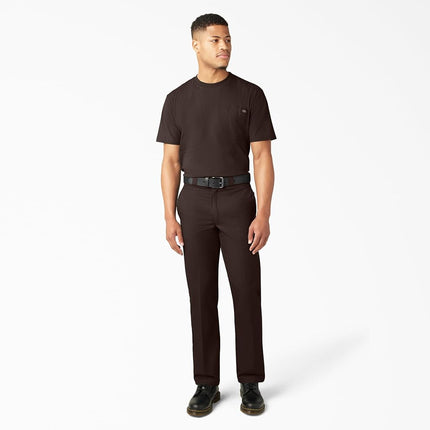 Dickies Men's Loose Work Pants Double Knee Heavy Duty Construction Layered Twill Pants, brown, 48W / 30L