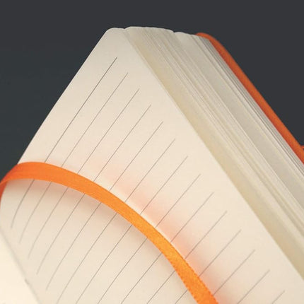 RHODIA 118068C - Rigid Notebook Webnotebook Orange - A6 - Lined - 192 pages - Clairefontaine Ivory Paper 90 g/m - Bookmark, Elastic Closure - Faux Leather Cover