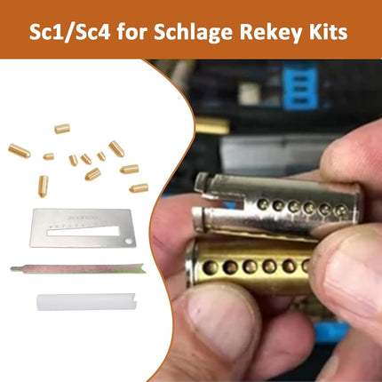 SC1 SC4 Keyway Rekey Kit Compatible with Schlage Rekey Kit – DIY Lock Rekeying Set for Home Security and Door Locks with Bottom Pins (0-9, 50 Each)