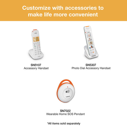 VTech SN7021 Cordless 2-Way Weather-Resistant audio Doorbell for SN5127 & SN5147 Senior Phone Systems