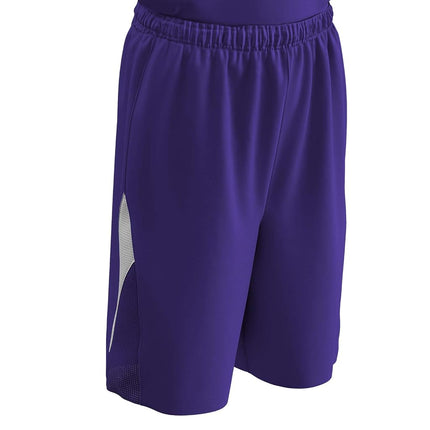 CHAMPRO Pivot Reversible Polyester Basketball Short, Youth Medium, Purple, White