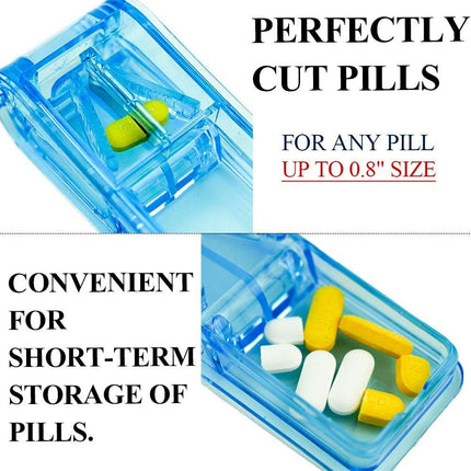 JohnBee Pill Cutter | Best Pill Cutter for Small or Large Pills | Design in The USA| Cuts Vitamins | Pill Splitter with Shield | Keychain Pill Holder As Bonus