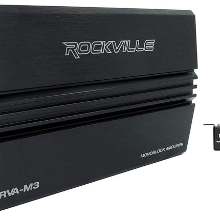 Rockville RVA-M3 V2 Mono Car Amplifier, 4000W, 1000W Dyno-Certified RMS @ 1 Ohm, Class-D, MOSFET, Bass Remote, Perfect for Subwoofers and Car Audio