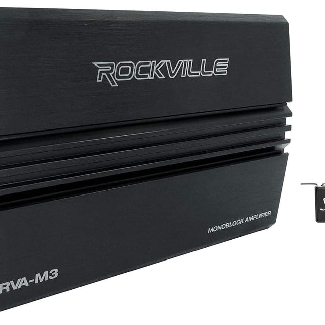 Rockville RVA-M3 V2 Mono Car Amplifier, 4000W, 1000W Dyno-Certified RMS @ 1 Ohm, Class-D, MOSFET, Bass Remote, Perfect for Subwoofers and Car Audio