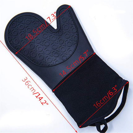 DoMii Professional Silicone Oven Mitts Baking Gloves Elbow Length Heat Resistant Quilted Gloves 2-Pack 14.2" Y