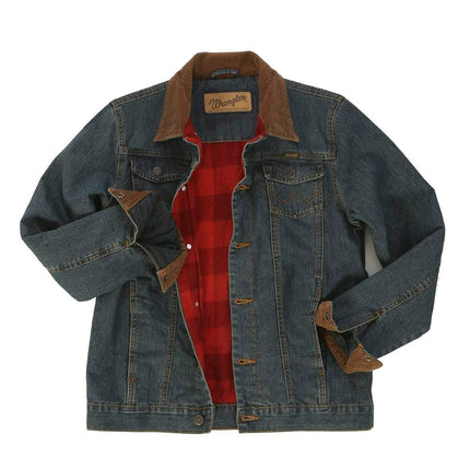 Wrangler Boy’s Western Lined Denim Jacket, Sherpa Rustic Blue, Medium