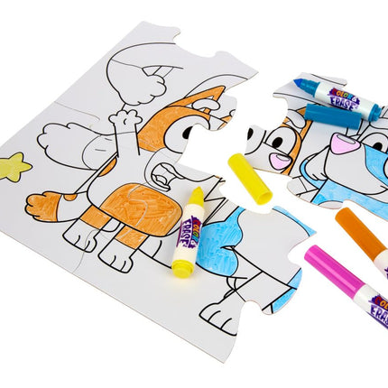Set de rompecabezas Bluey de Crayola Color & Erase, 12 piezas de rompecabezas para colorear, reutilizable, rompecabezas de doble cara para niños, regalo de Bluey para niños, 3+