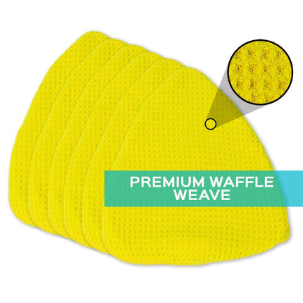 Invisible Glass 95180 Original Reach and Clean Tool Replacement Quick Change Waffle Weave Microfiber Bonnets for Glass Cleaning, Non-Elastic, Pack of 6, Yellow