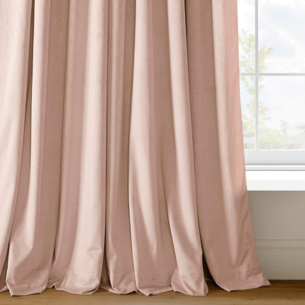 HPD Half Price Drapes Signature Velvet Thermal Blackout Curtains for Living Room 120 Inch Long (1 Panel) Rod Pocket Insulated Blackout Curtains for Bedroom Window Curtains, 50W x 120L, Rosey Dawn