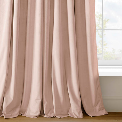 HPD Half Price Drapes Signature Velvet Thermal Blackout Curtains for Living Room 120 Inch Long (1 Panel) Rod Pocket Insulated Blackout Curtains for Bedroom Window Curtains, 50W x 120L, Rosey Dawn