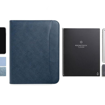 Forevermore Portfolios Padfolio Binder - Professional Faux Leather Travel Organizer Pouch for Tablet, Documents, Presentation Folders, Business Cards - Zipper Closure with Notepad - Brown