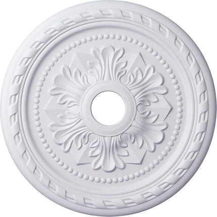 Ekena 23 OD ID x 1 P Palmetto Ceiling Medallion (Fits Canopies up to 3 5/8"), Polyurethane, Primed