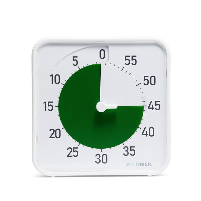 Time Timer Original Medium 19 x 19 cm Visual Countdown Timer - Medium 60-Minute Quiet Classroom Timer for Emotional Regulation, Focus, Quiet Transitions, ADHD, Autism - (White, Green)
