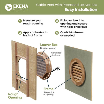 Ekena Millwork GVWOT12X2201SFUWR Smooth Western Red Cedar Vent, 12"W x 22"H (17"W x 27"H Frame Size), Unfinished