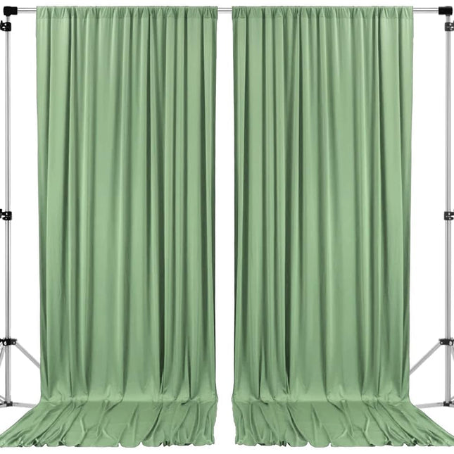 AK Trading CO. 10 feet x 10 feet Sage IFR Polyester Backdrop Drapes Curtains Panels with Rod Pockets - Wedding Ceremony Party Home Window Decorations