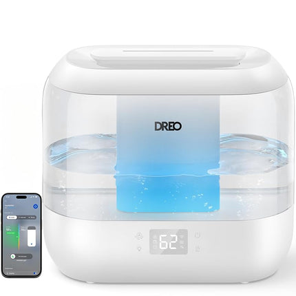 DREO 4L Smart Humidifiers for Bedroom, Top Fill Quiet Cool Mist Humidifier for Baby Large Room, Ultrasonic with Oil Diffuser, Nightlight, Auto, 32H Runtime for Home, Nursery, Plants, Works with Alexa