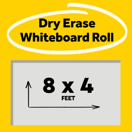 Post-it Dry Erase Whiteboard Film Surface for Walls, Doors, Tables, Chalkboards, Whiteboards, and More, Removable, Stain-Proof, Easy Installation, 8 ft x 4 ft Roll (DEF8X4), Model Number: DEF8x4