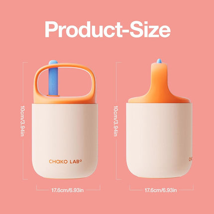 CHAKO LAB Food Jar 15 oz | Stainless Steel Vacuum Insulated Thermos for Hot Food and Cold Food | Wide Mouth Leak Proof Lunch Storage for Smoothie Bowl, Soup, Yogurt(Pink and Orange)