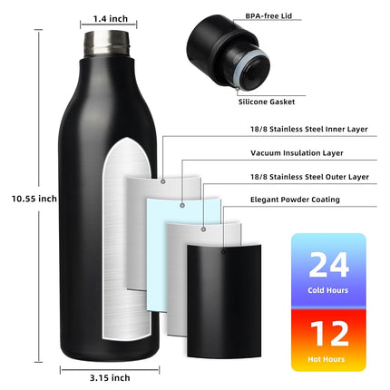 BJPKPK 25oz Insulated Water Bottle, Stainless Steel Bottle with Carry Strap