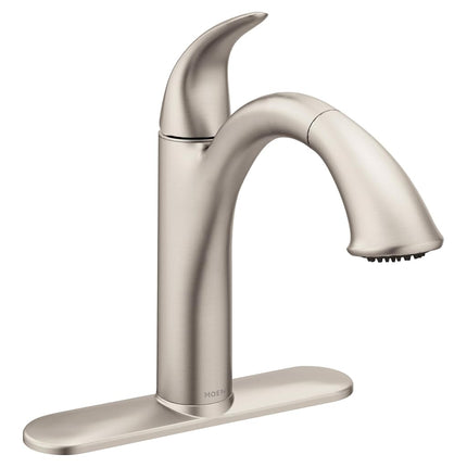 Moen 7545SRS Camerist Robinet de cuisine rétractable à une poignée avec Power Clean et Reflex, acier inoxydable anti-taches, 0,375