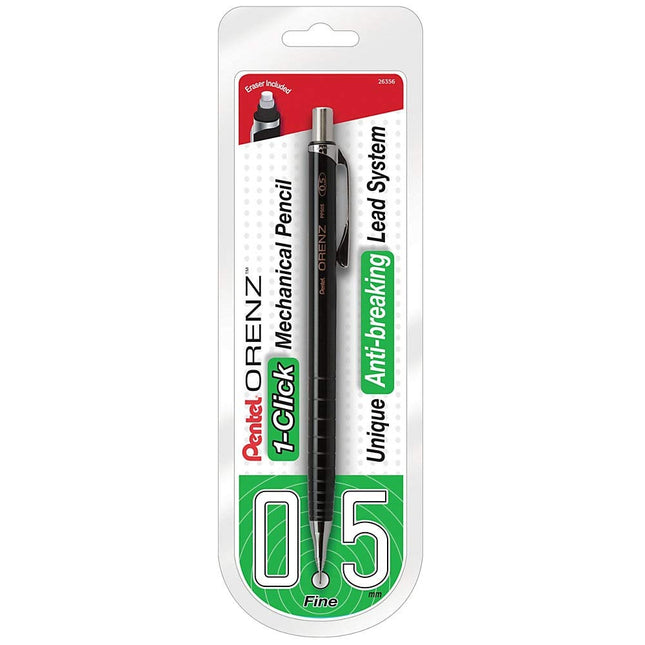 Pentel Orenz Porte-mine 0,5 mm ligne fine, corps noir, paquet de 1 (PP505BP)