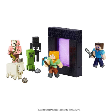 Minecraft Steve Action Figure, 3.25-in, with 1 Build-a-Portal Piece & 1 Accessory, Building Toy Inspired by Video Game, Collectible Gift for Fans & Kids Ages 6+, HFC27